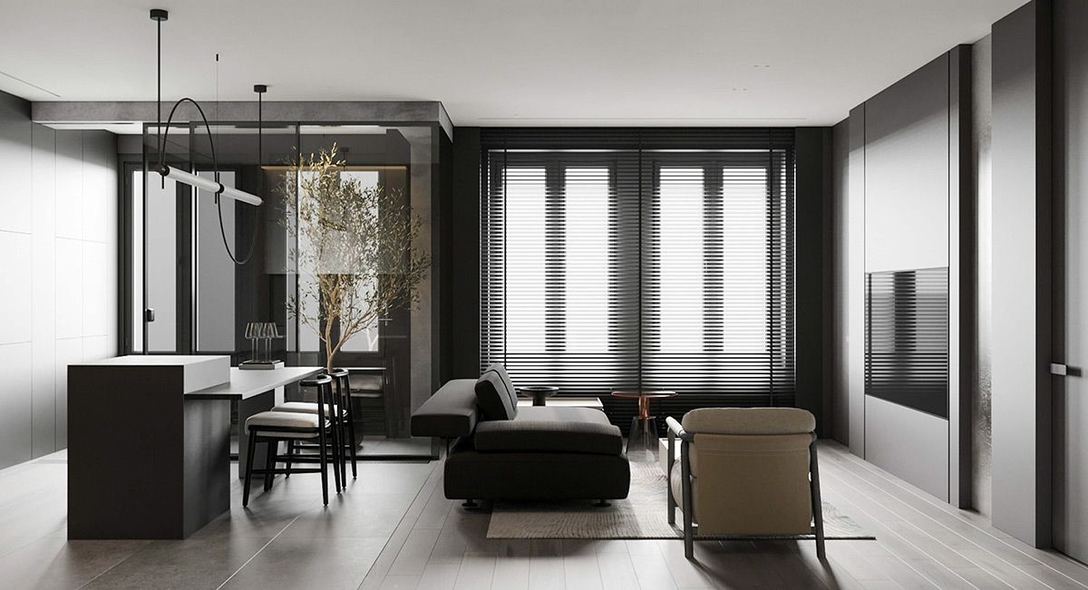 sophisticated gray scale monochromatic interior design 31