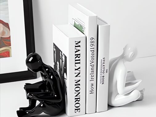 beautiful black and white figurine bookends