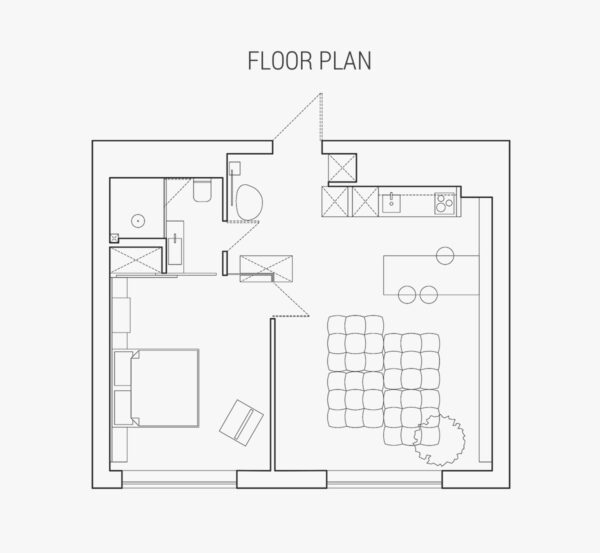 A Beautifully Minimal One Bedroom Apartment [With Floor Plan]