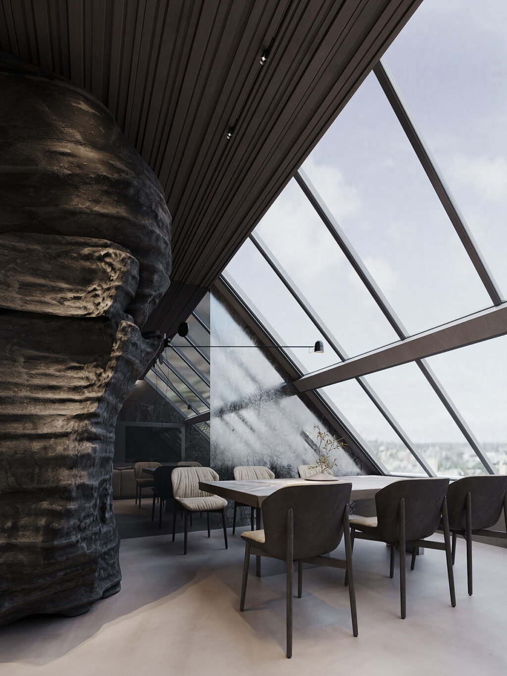 Rock Solid Luxury in a Penthouse with Sculptural Stone Interiors