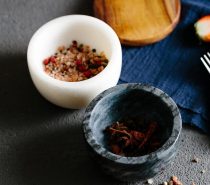Black and white marble spice cellars