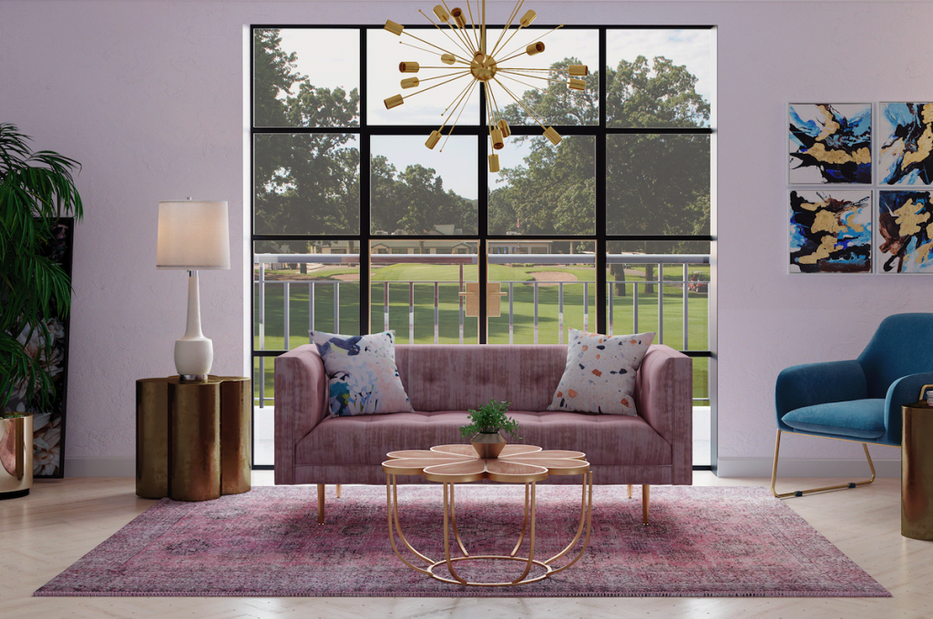pink gold living room | Interior Design Ideas