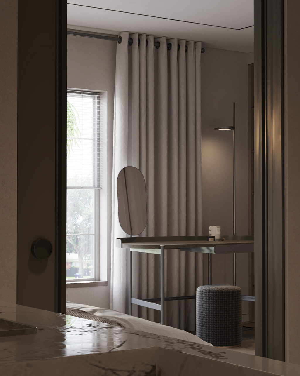 vanity next to window