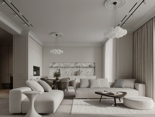 Neoclassical Apartment in Moldova: Marble Details and Modern Finishes for a Light-Filled Space
