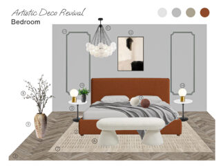 Artistic Deco Revival Bedroom: Board with Shopping List