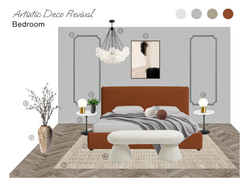 artistic deco revival bedroom board