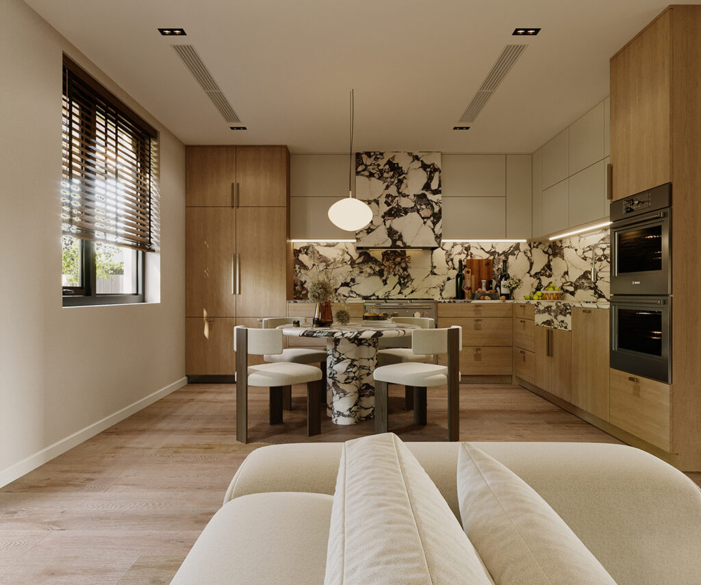 calacatta viola marble backsplash