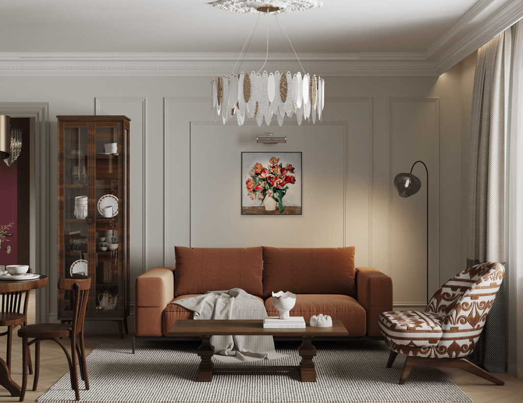 compact brown sofa