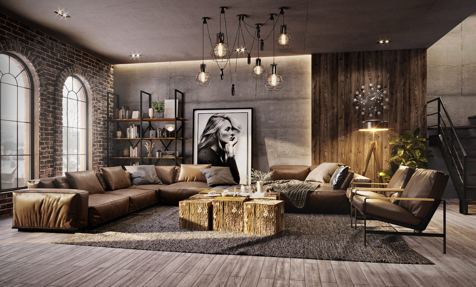 High End Industrial Design Living Space photo