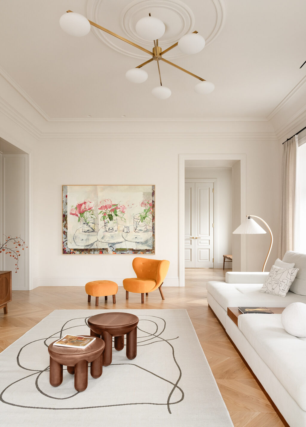 accent orange seat and stool