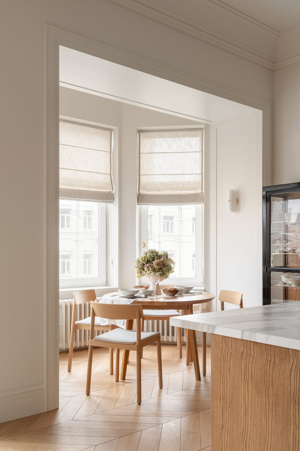 light and open dining area