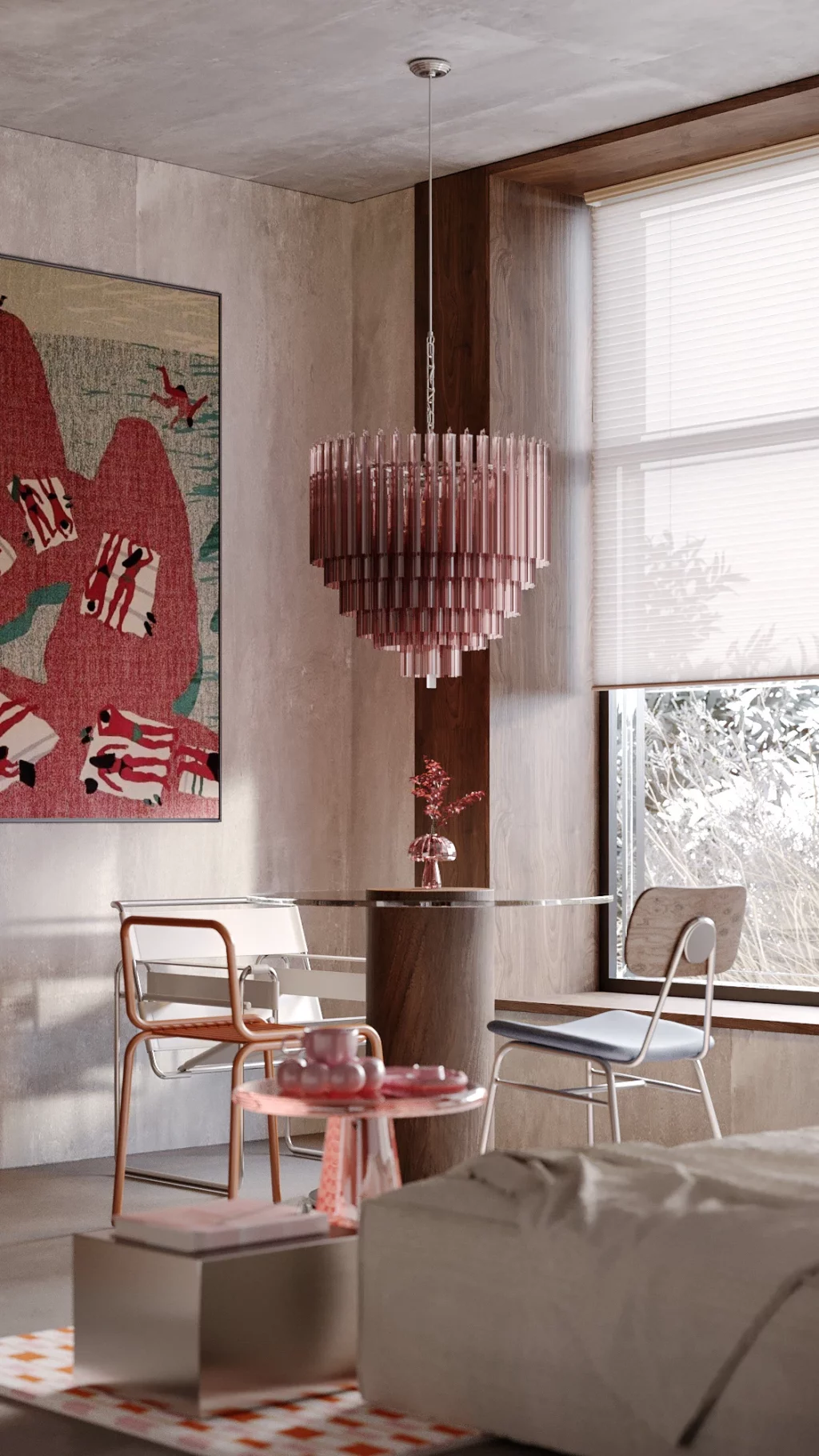 statement blush chandelier