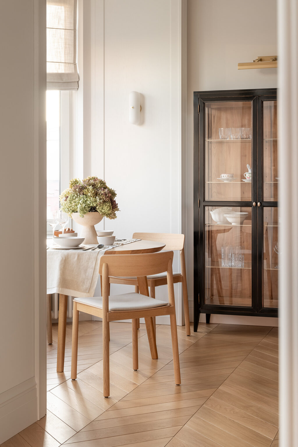 warm wooden dining table